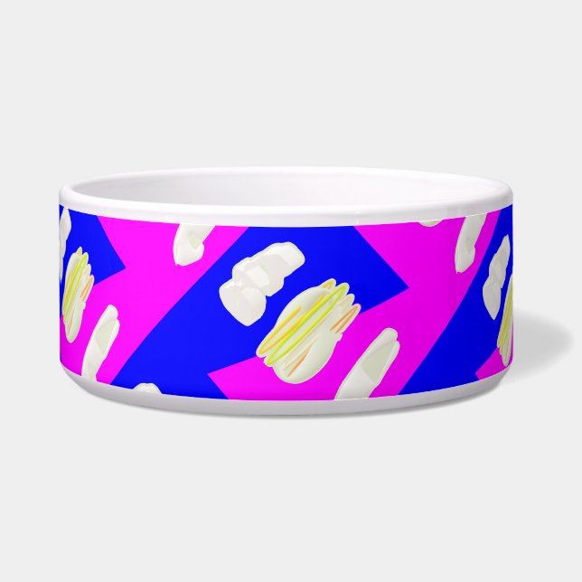 ABSTRACT ART PINK AND ROYAL BLUE BOWL (Front)