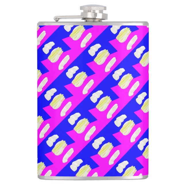 ABSTRACT ART PINK AND ROYAL BLUE FLASK (Front)