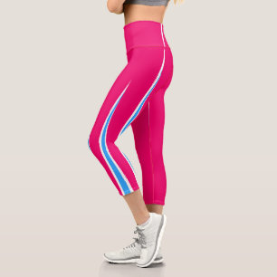 Abstract Art Pink Blue White Minimalism Capri Leggings