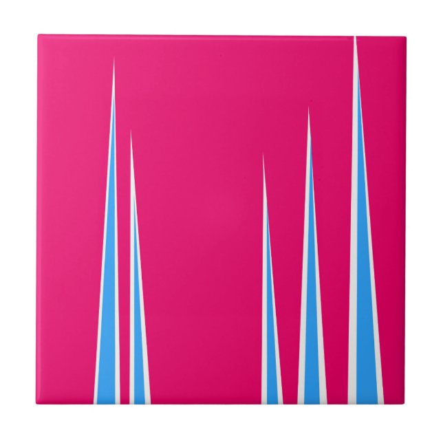 Abstract Art Pink Blue White Minimalism Ceramic Tile (Front)