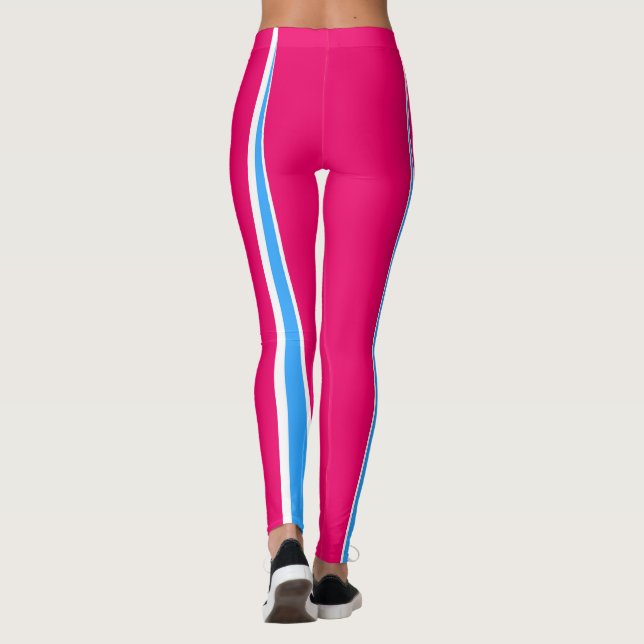 Abstract Art Pink Blue White Minimalism Leggings (Back)