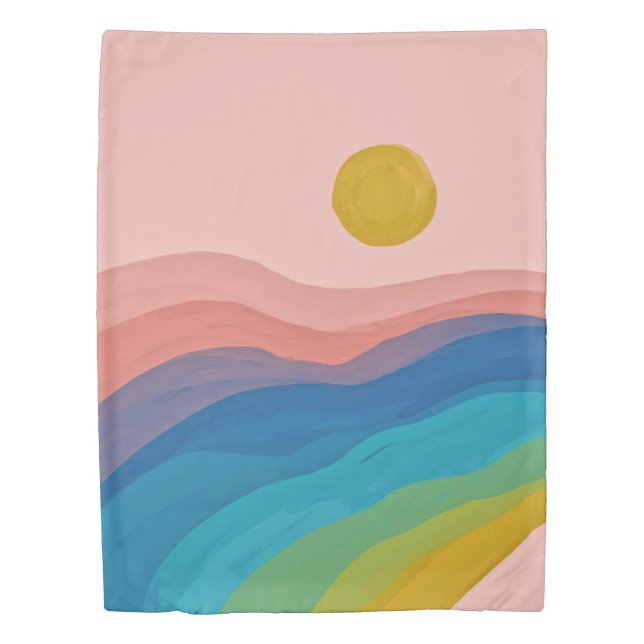 Abstract Art Pink Blue Yellow Artsy Creative Duvet Cover (Front)