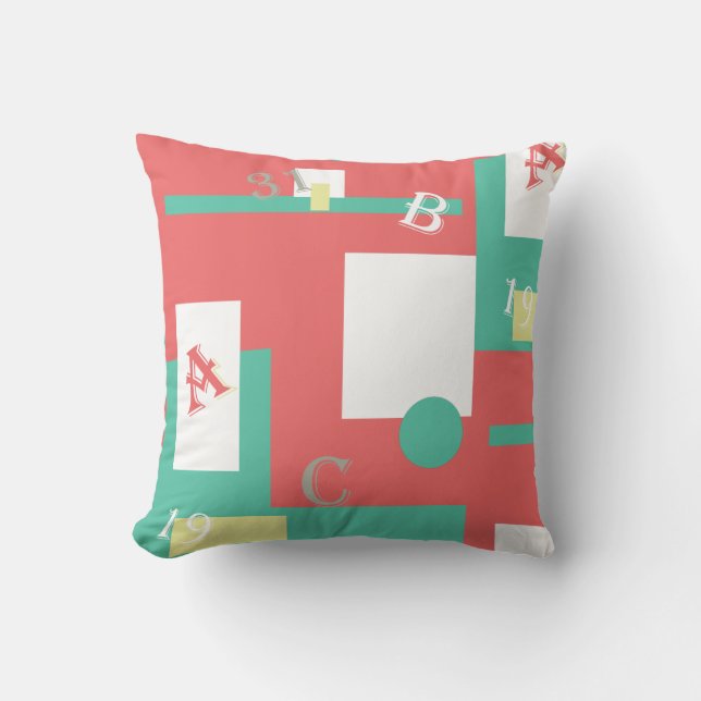 Abstract Art Pink Coral White Throw Pillow (Front)