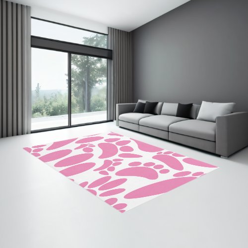 Abstract Art Pink Dog Paw Print Rug