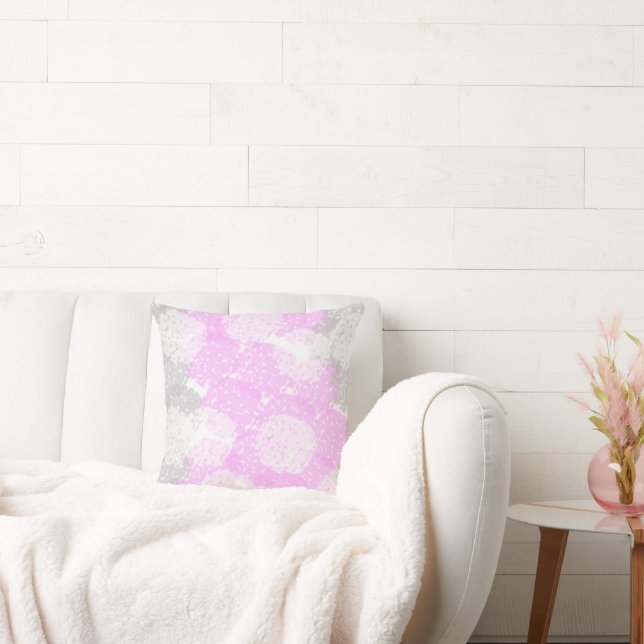 Abstract Art Pink Grey Pastel White Minimalism Throw Pillow (Couch)