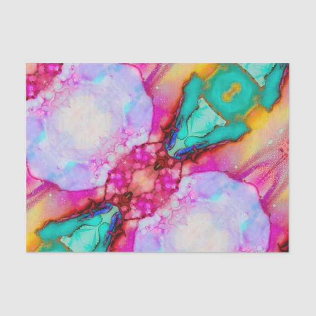 Abstract Art Pink Jade Green Opal Tissue Paper (Front)