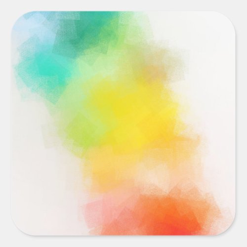 Abstract Art Pink Red Yellow Orange Blue Green Square Sticker