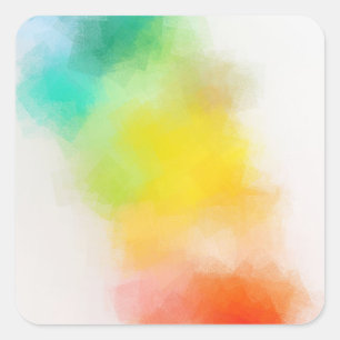 Abstract Art Pink Red Yellow Orange Blue Green Square Sticker