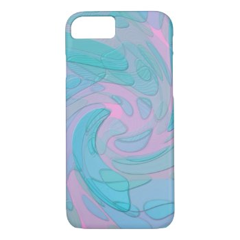 Abstract Art Pink Teal Blue Modern Design Iphone 8/7 Case by MHDesignStudio at Zazzle