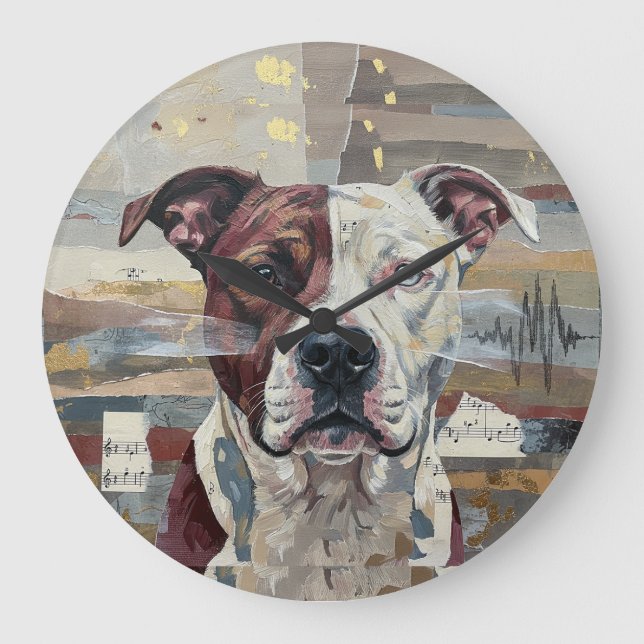 Abstract Art Pitbull Version 1 Large Clock (Front)