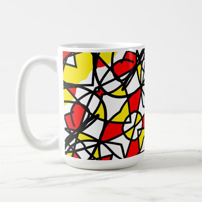 Abstract Art Positive Vibes Yellow Red Black Coffee Mug (Left)