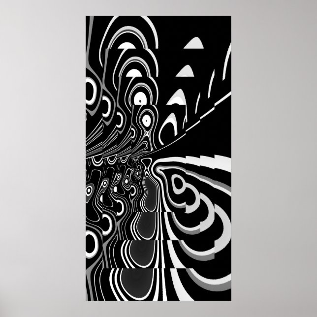 Abstract Art Poster Ultra Modern Black White Gray (Front)