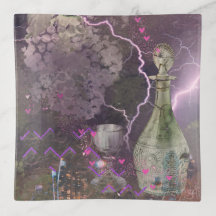 Abstract art printed on fuse glass trinket tray