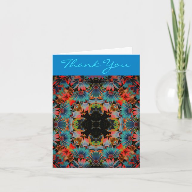 Abstract Art Psychedelic Daisies Thank You Card (Front)
