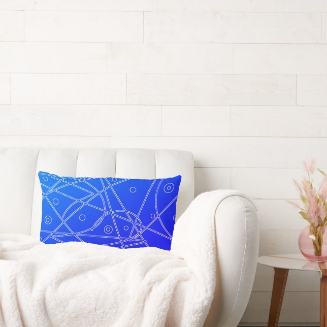 Abstract Art Purple Blue Line Circles Minimalism Lumbar Pillow (Couch)