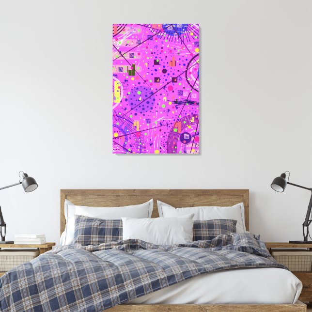 Abstract Art: Purple Glitch Canvas Print (Insitu(Bedroom))
