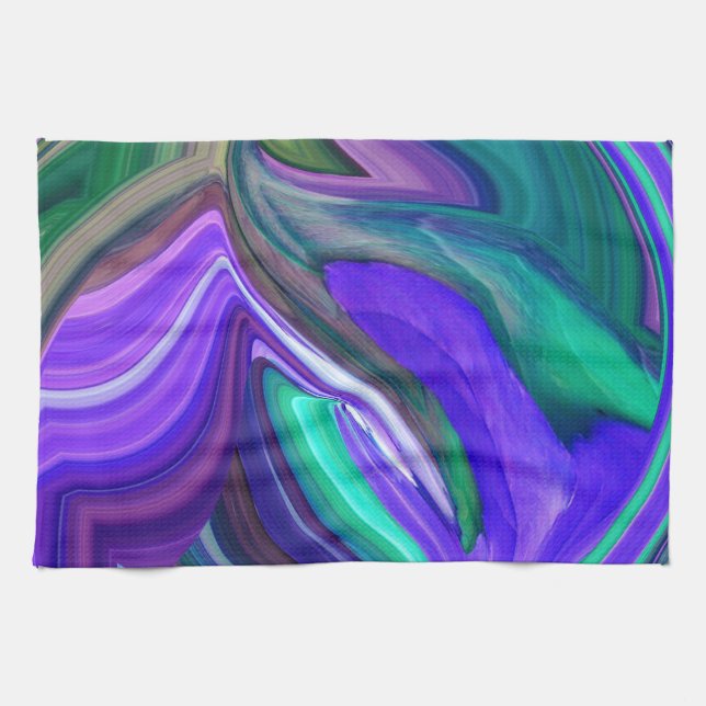 Abstract Art Purple N Teal Leaf Towel (Horizontal)