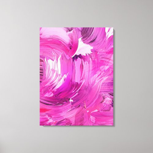 Abstract Art Purple Pink White Brush Stroke Canvas Print