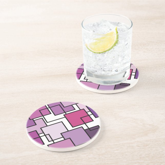 Abstract Art Purple Square Drink Coaster (Side)