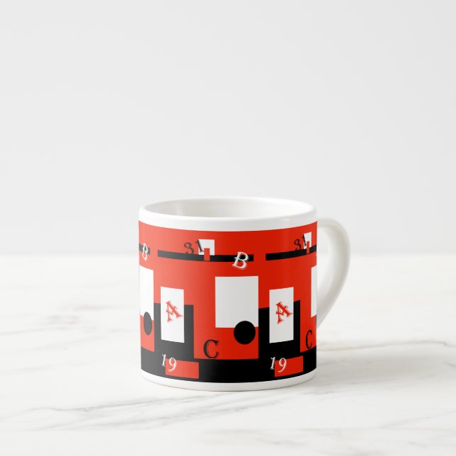 Abstract Art Red Black White Espresso Coffee Mug (Front Right)