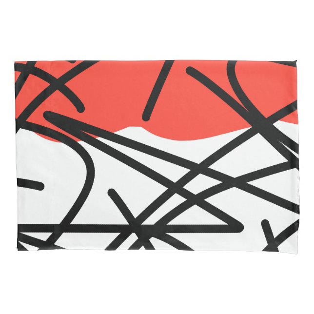 Abstract Art Red Black White Minimalism Pillow Case (Front)