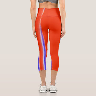 Abstract Art Red Blue White Minimalism Capri Leggings