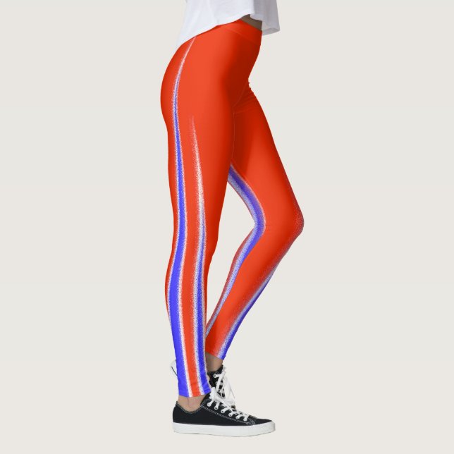 Abstract Art Red Blue White Minimalism Leggings (Right)