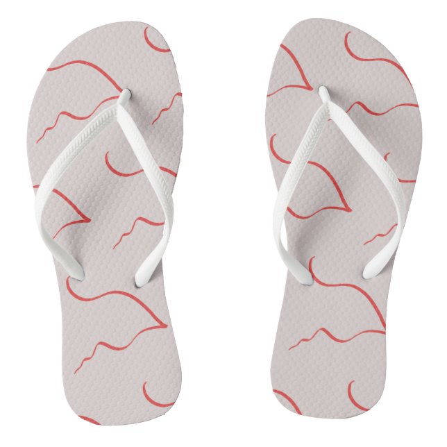 Abstract Art Red Sketch Pattern Flip Flops (Footbed)