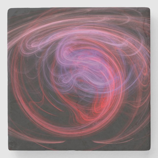 Abstract Art Red Wave Stone Coaster (Front)