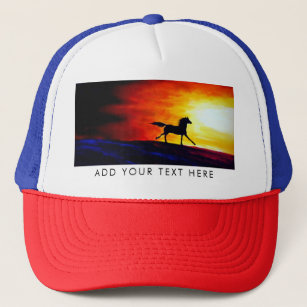 Abstract Art Running Horse White Red Blue Modern Trucker Hat