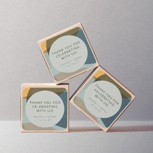 Abstract Art Sage Teal Custom Wedding Thank You Square Sticker