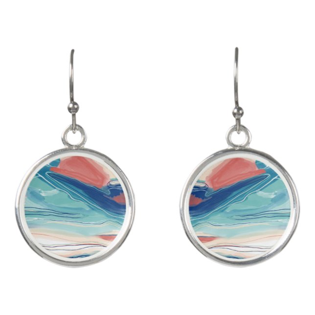 Abstract art sand & sea earrings (Front)