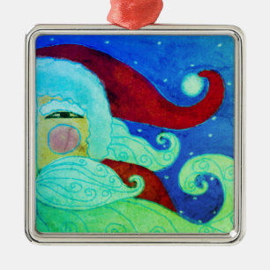 Abstract Art Santa Claus Metal Ornament