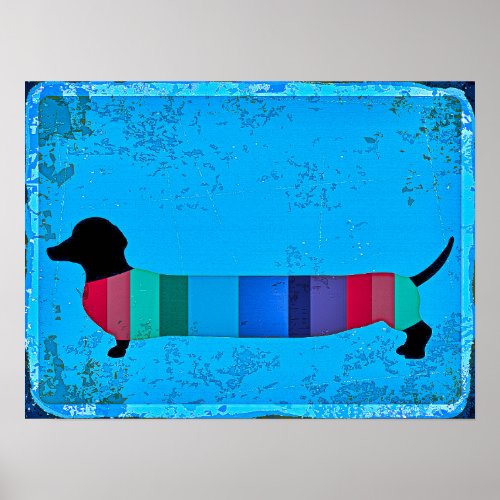 Abstract Art Sausage Dog Dachshund Poster
