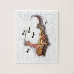 Abstract art saxophone music player jigsaw puzzle