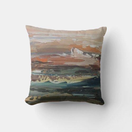 Abstract Art Seascape Painting Sofa Throw Pillow