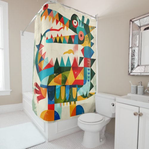 Abstract Art Shower Curtain _ Crocodile Splash