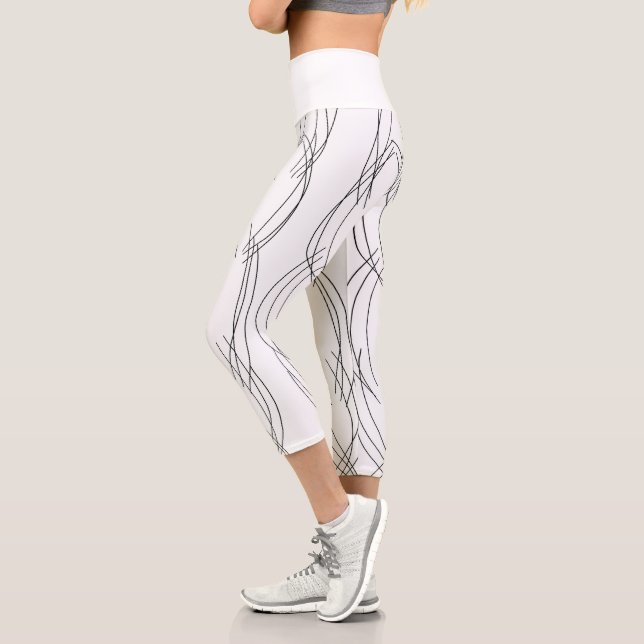 Abstract Art Sketch Lines Curves Leggings (Left)