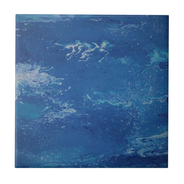 Abstract Art Sky Blue Sea Ceramic Tile (Front)
