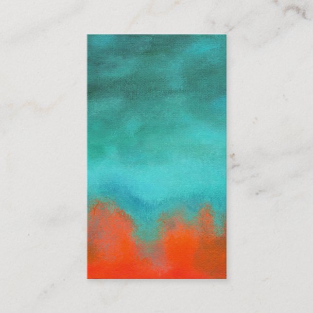 Abstract Art Sky Fire Lava Red Orange Turquoise Business Card (Front)