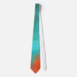Abstract Art Sky Fire Lava Red Orange Turquoise Neck Tie