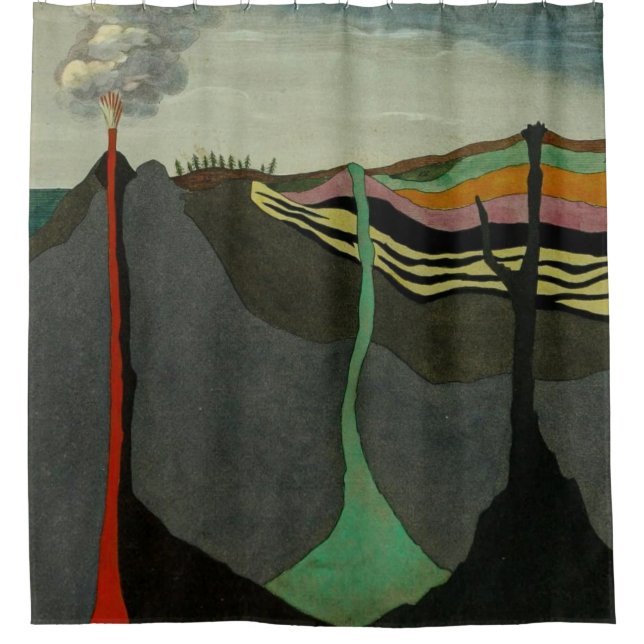 Abstract Art Sliced Earth Volcano Shower Curtain (Front)