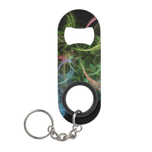 Abstract Art Space Flowers Keychain Bottle Opener