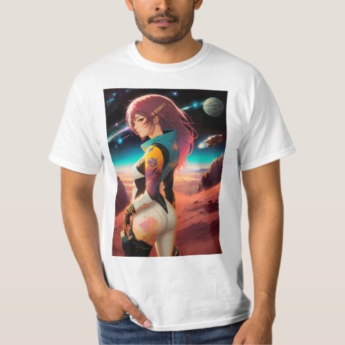 Abstract Art Space Girl Young Woman T_Shirt