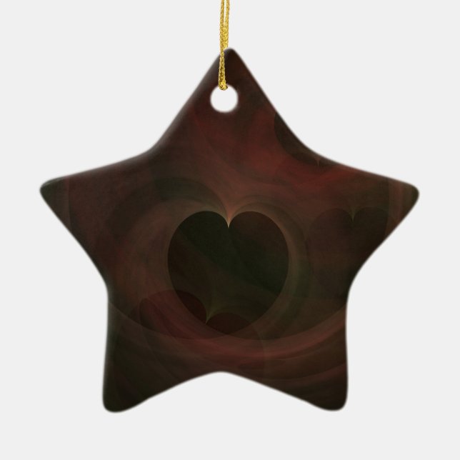 Abstract Art Space Hearts Ceramic Ornament (Front)