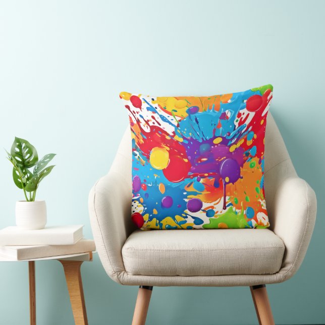 Abstract Art Splash Throw Pillow (Chair)