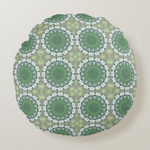 Abstract Art Spring Floral Modern Pattern Green Round Pillow