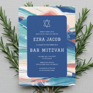 Abstract Art Star of David Custom Bar Bat Mitzvah Invitation