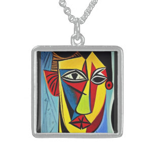 Abstract Art Sterling Silver Necklace