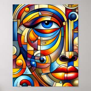 Abstract Art Stylized Human Face Poster